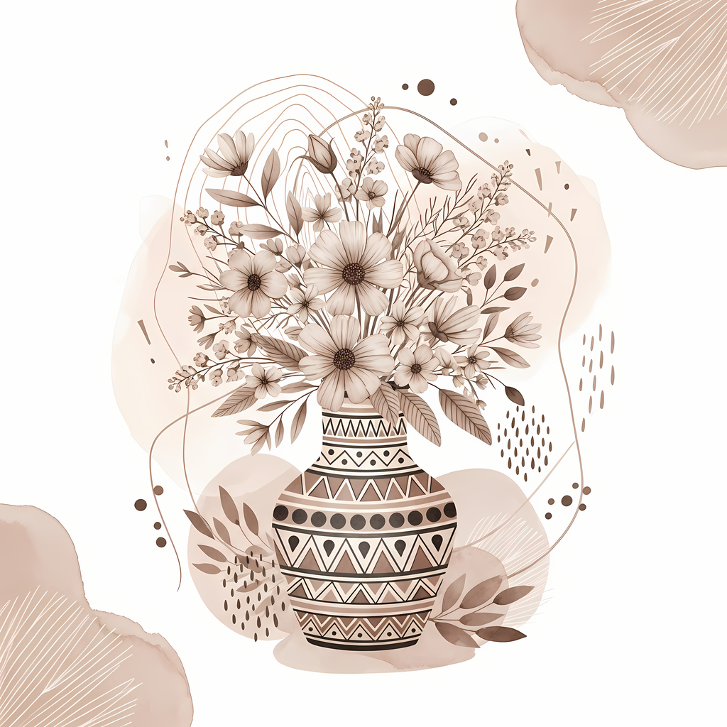 Bring warmth and elegance to your space with this beautiful boho floral wall art bundle. Featuring modern minimalist illustrations of vases filled with delicate flowers, this collection blends neutral earthy tones with soft pastel accents. The designs com