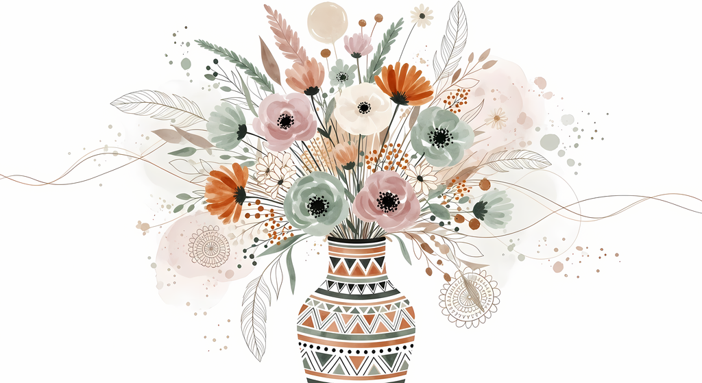 Bring warmth and elegance to your space with this beautiful boho floral wall art bundle. Featuring modern minimalist illustrations of vases filled with delicate flowers, this collection blends neutral earthy tones with soft pastel accents. The designs com