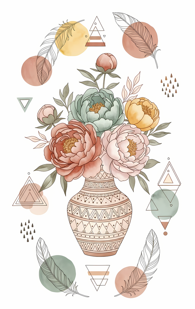 Bring warmth and elegance to your space with this beautiful boho floral wall art bundle. Featuring modern minimalist illustrations of vases filled with delicate flowers, this collection blends neutral earthy tones with soft pastel accents. The designs com