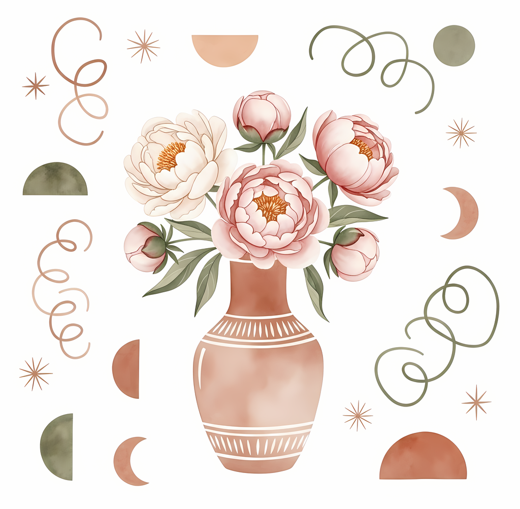 Bring warmth and elegance to your space with this beautiful boho floral wall art bundle. Featuring modern minimalist illustrations of vases filled with delicate flowers, this collection blends neutral earthy tones with soft pastel accents. The designs com