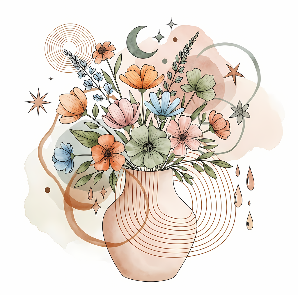 Bring warmth and elegance to your space with this beautiful boho floral wall art bundle. Featuring modern minimalist illustrations of vases filled with delicate flowers, this collection blends neutral earthy tones with soft pastel accents. The designs com