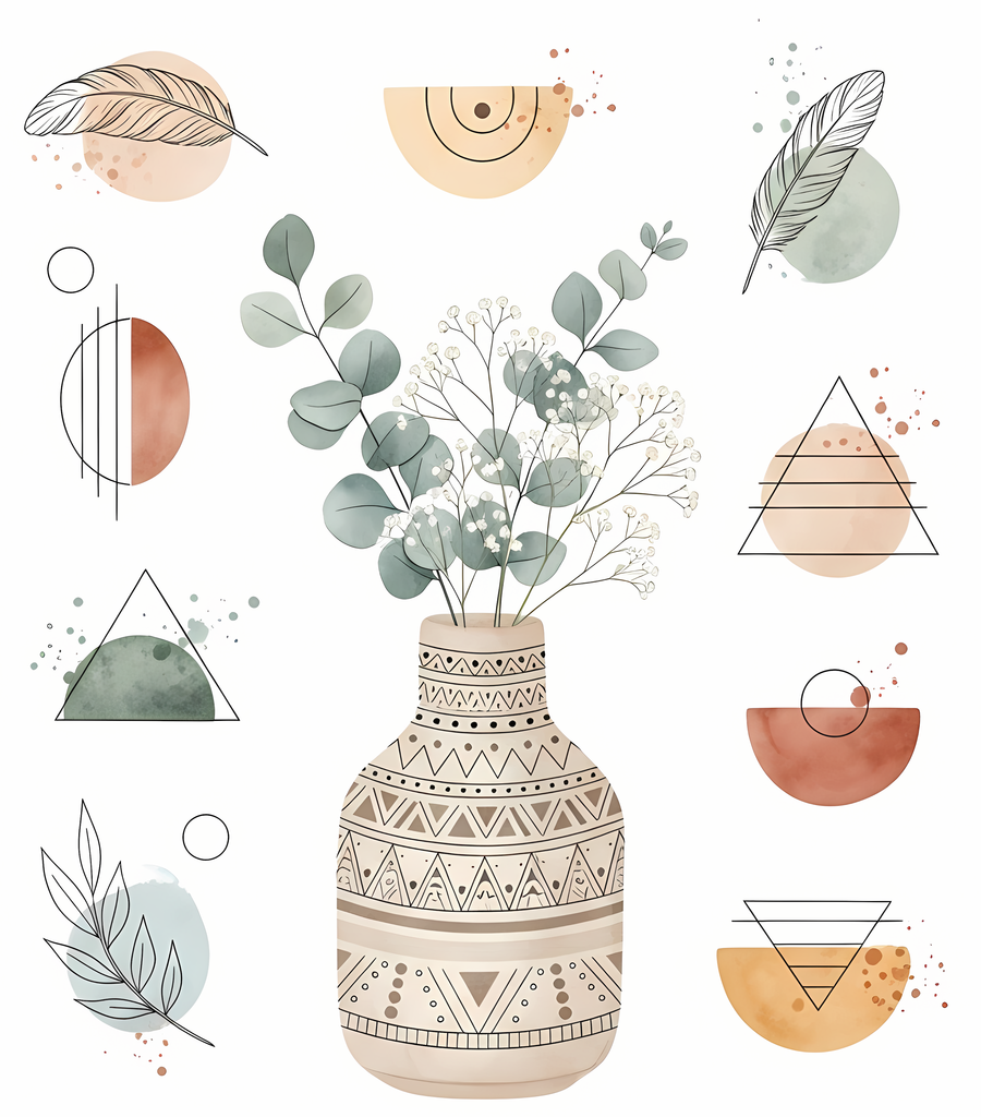 Bring warmth and elegance to your space with this beautiful boho floral wall art bundle. Featuring modern minimalist illustrations of vases filled with delicate flowers, this collection blends neutral earthy tones with soft pastel accents. The designs com