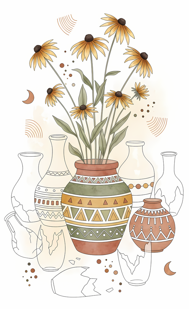 Bring warmth and elegance to your space with this beautiful boho floral wall art bundle. Featuring modern minimalist illustrations of vases filled with delicate flowers, this collection blends neutral earthy tones with soft pastel accents. The designs com