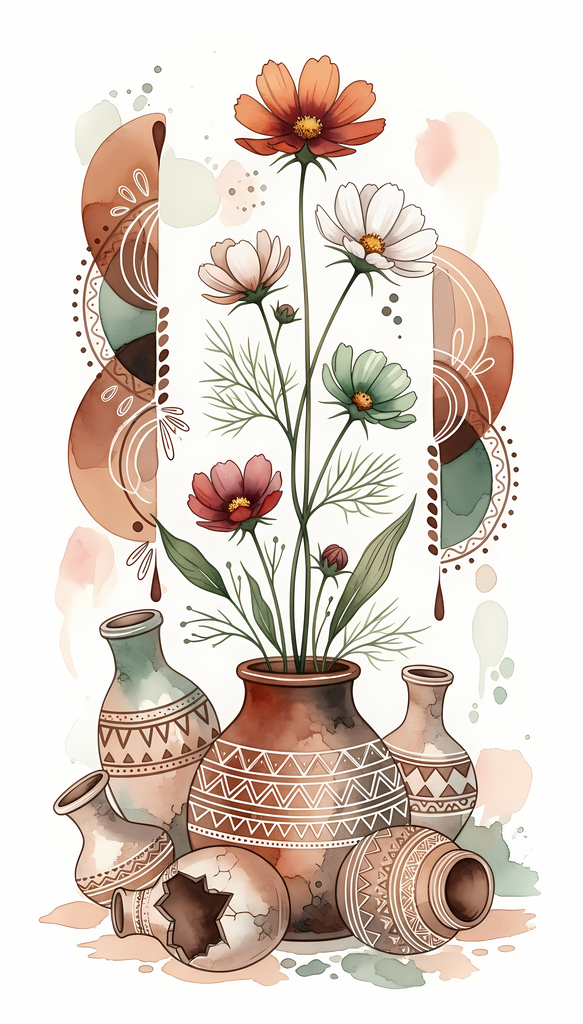 Bring warmth and elegance to your space with this beautiful boho floral wall art bundle. Featuring modern minimalist illustrations of vases filled with delicate flowers, this collection blends neutral earthy tones with soft pastel accents. The designs com
