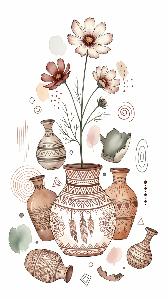Bring warmth and elegance to your space with this beautiful boho floral wall art bundle. Featuring modern minimalist illustrations of vases filled with delicate flowers, this collection blends neutral earthy tones with soft pastel accents. The designs com