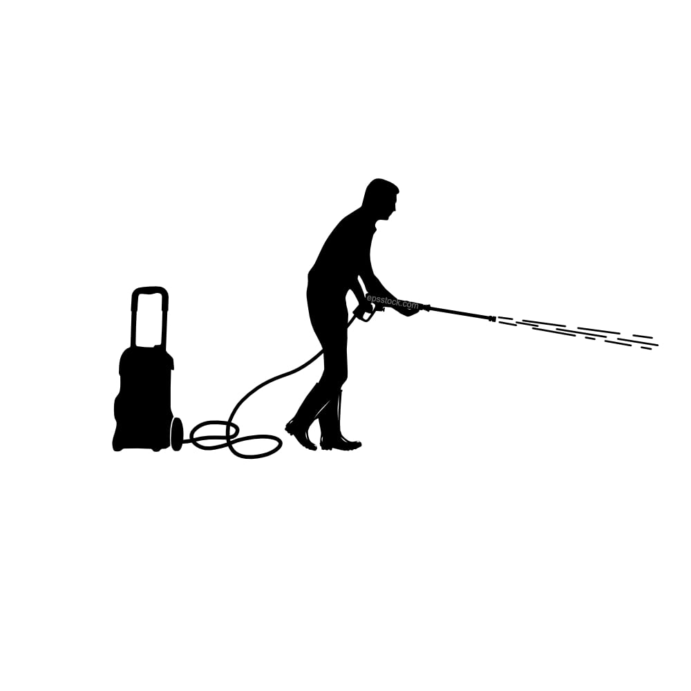 man with High Pressure Car Washer