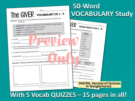 The GIVER Novel Study Unit - Print & DIGITAL - Standards-Based Activities