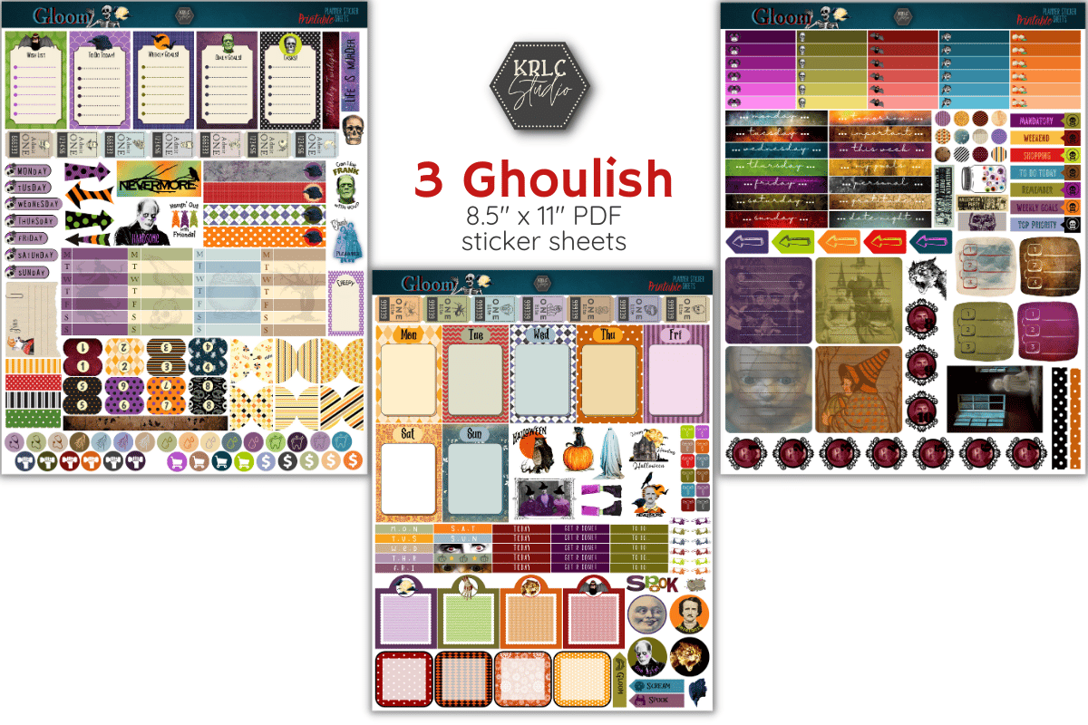 GLOOM Printable Planner Sticker Sheets - KRLC Studio
