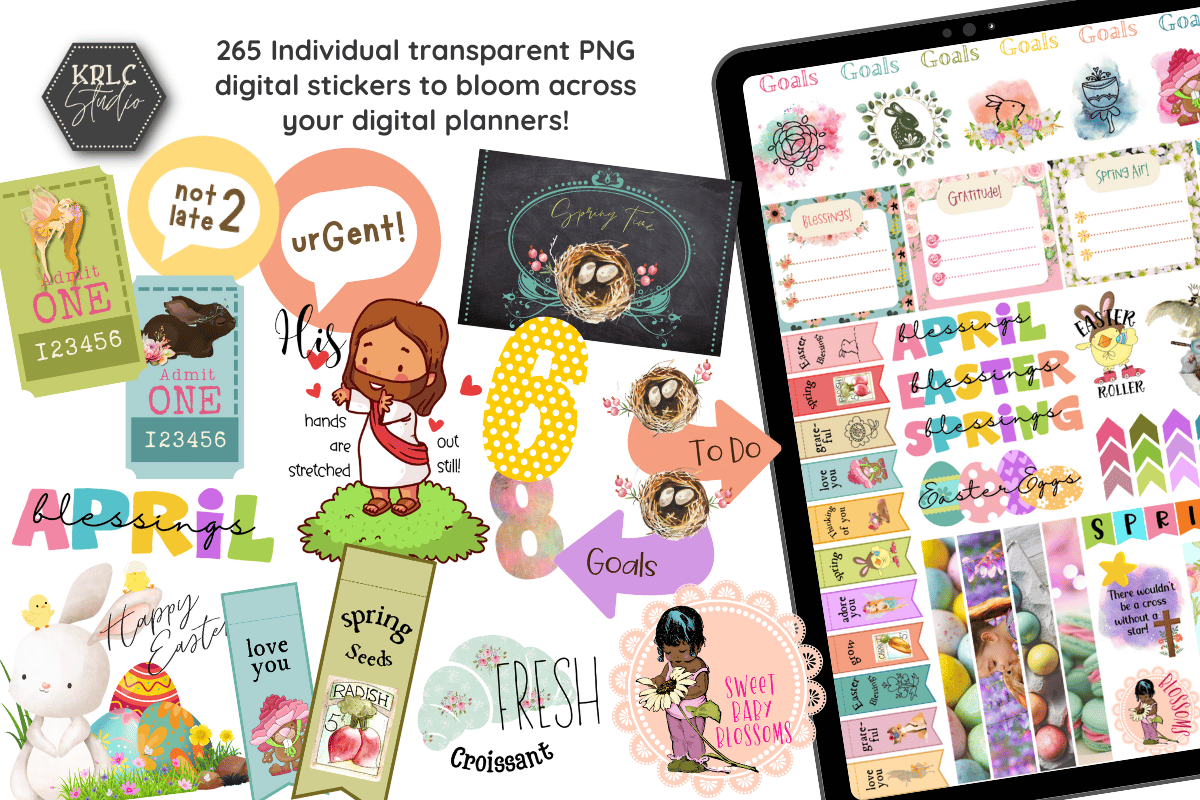 Easter Blessings - 265 Digital Planner Stickers - KRLC Studio
