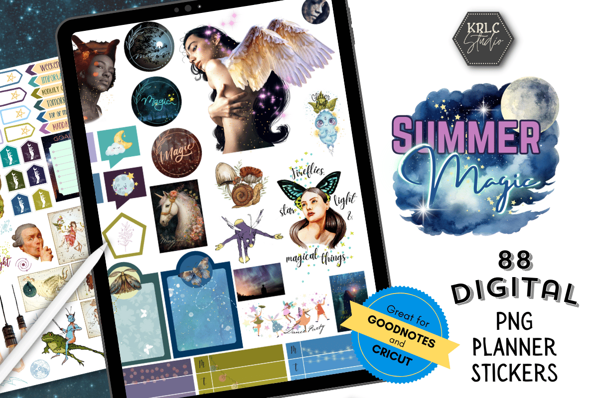 Summer Magic - 88 Digital Planner Stickers - KRLC Studio Cover
