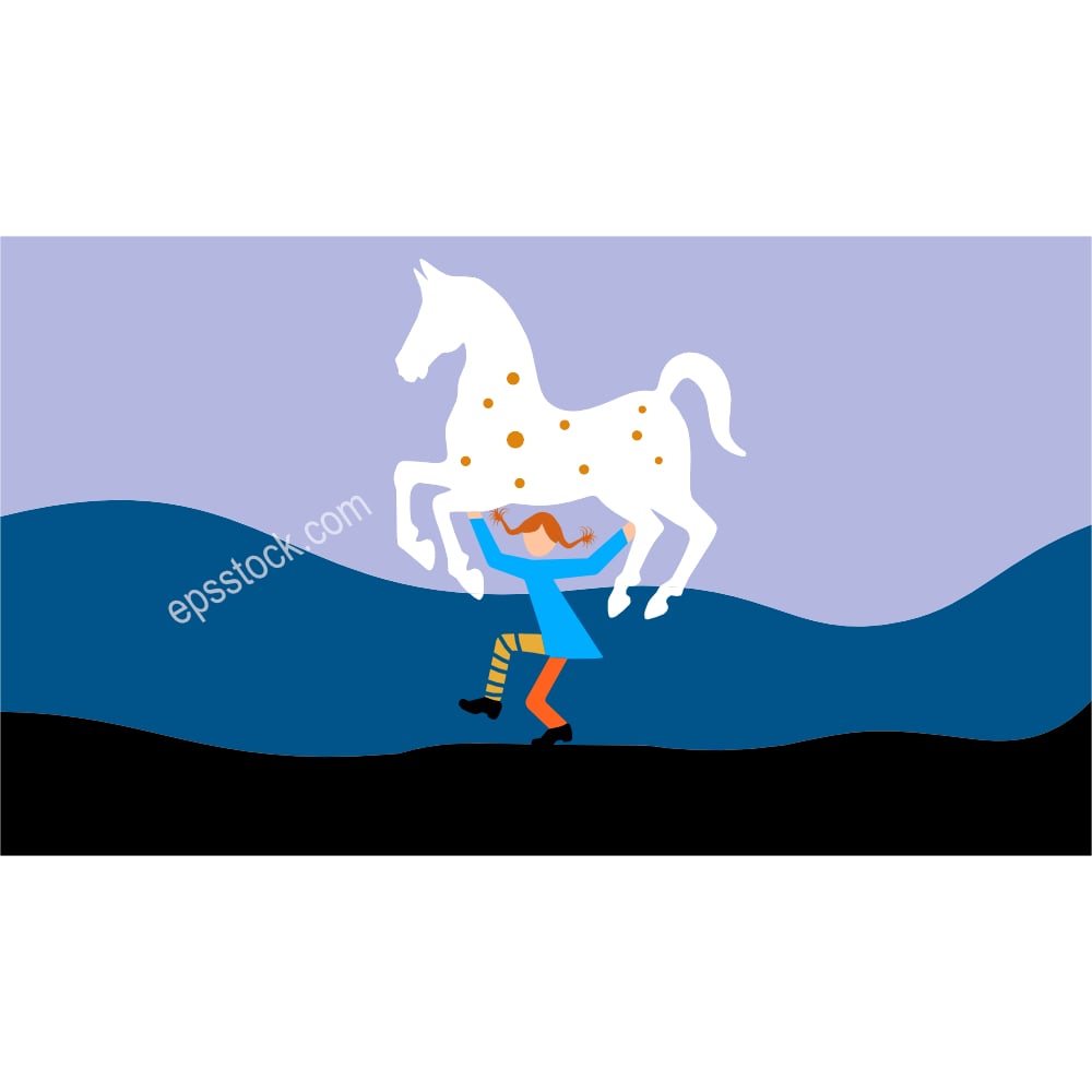 little girl holding horse