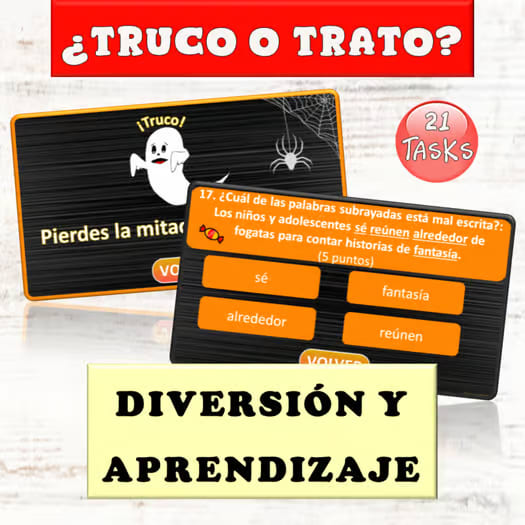 Spanish Written Accent Marks Practice Halloween Digital Game | Acentos y Tildes