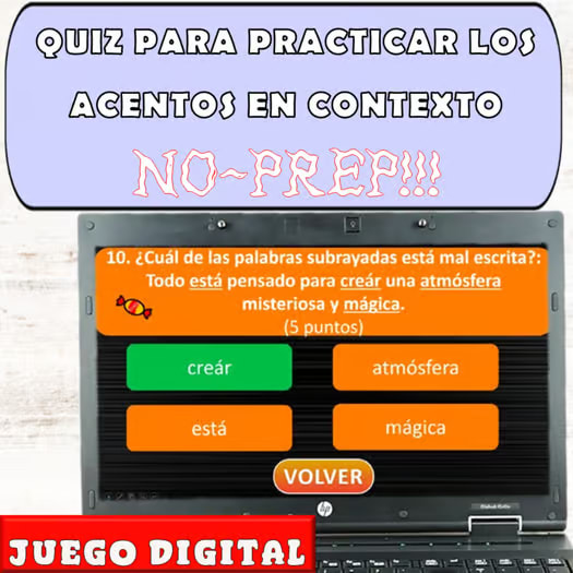 Spanish Written Accent Marks Practice Halloween Digital Game | Acentos y Tildes