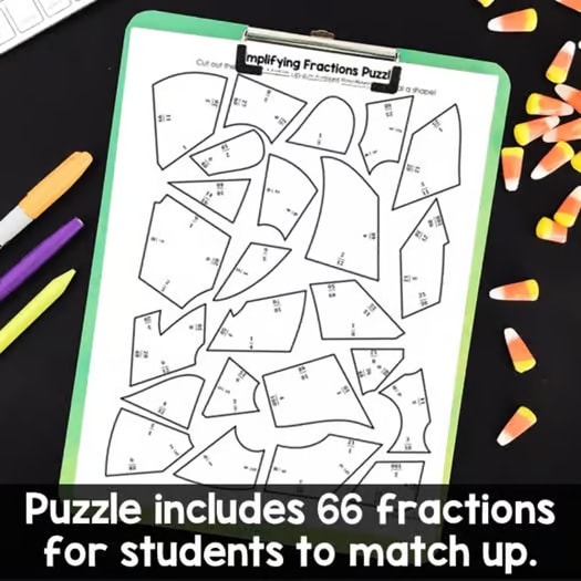 Halloween Math Ghost Puzzle for Simplifying Fractions and Equivalent Fractions Halloween Math Ghost Puzzle for Simplifying Fractions and Equivalent Fractions