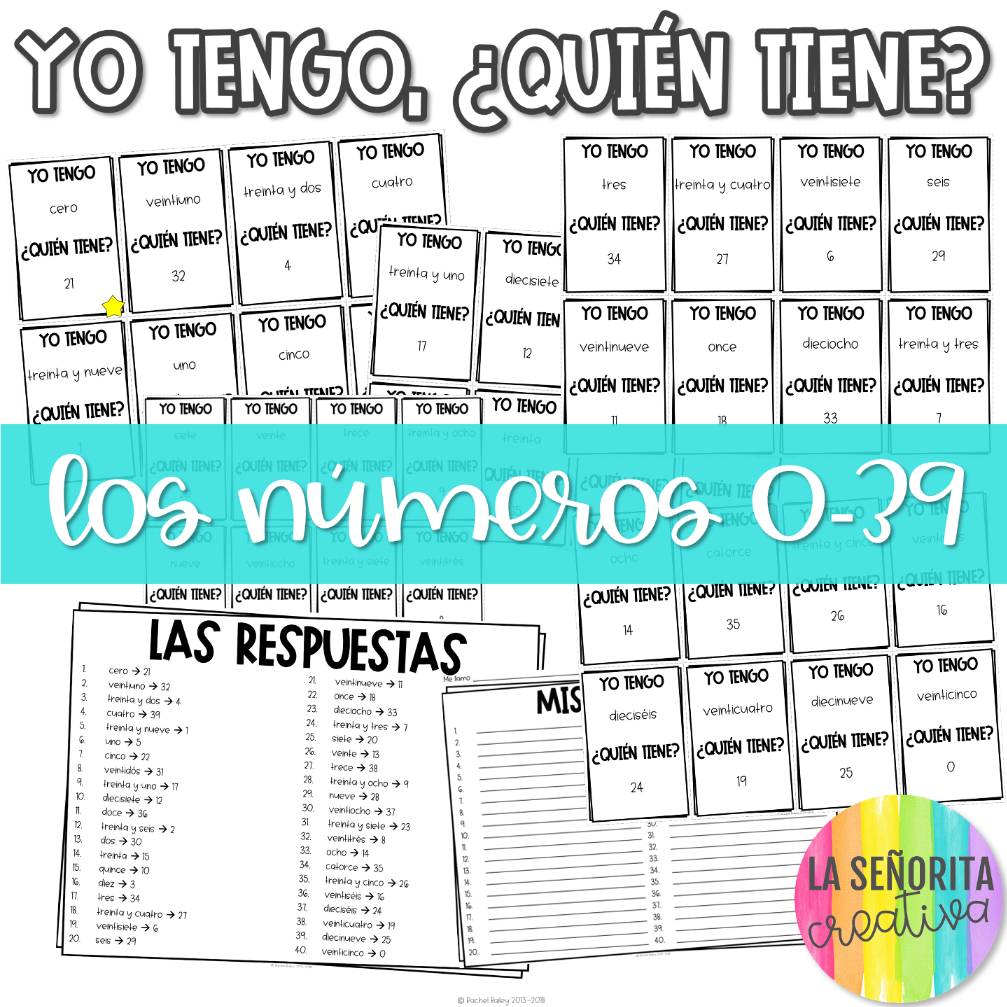 Numbers Spanish Vocab Game | los Números 0-39 | Yo tengo, Quién tiene?