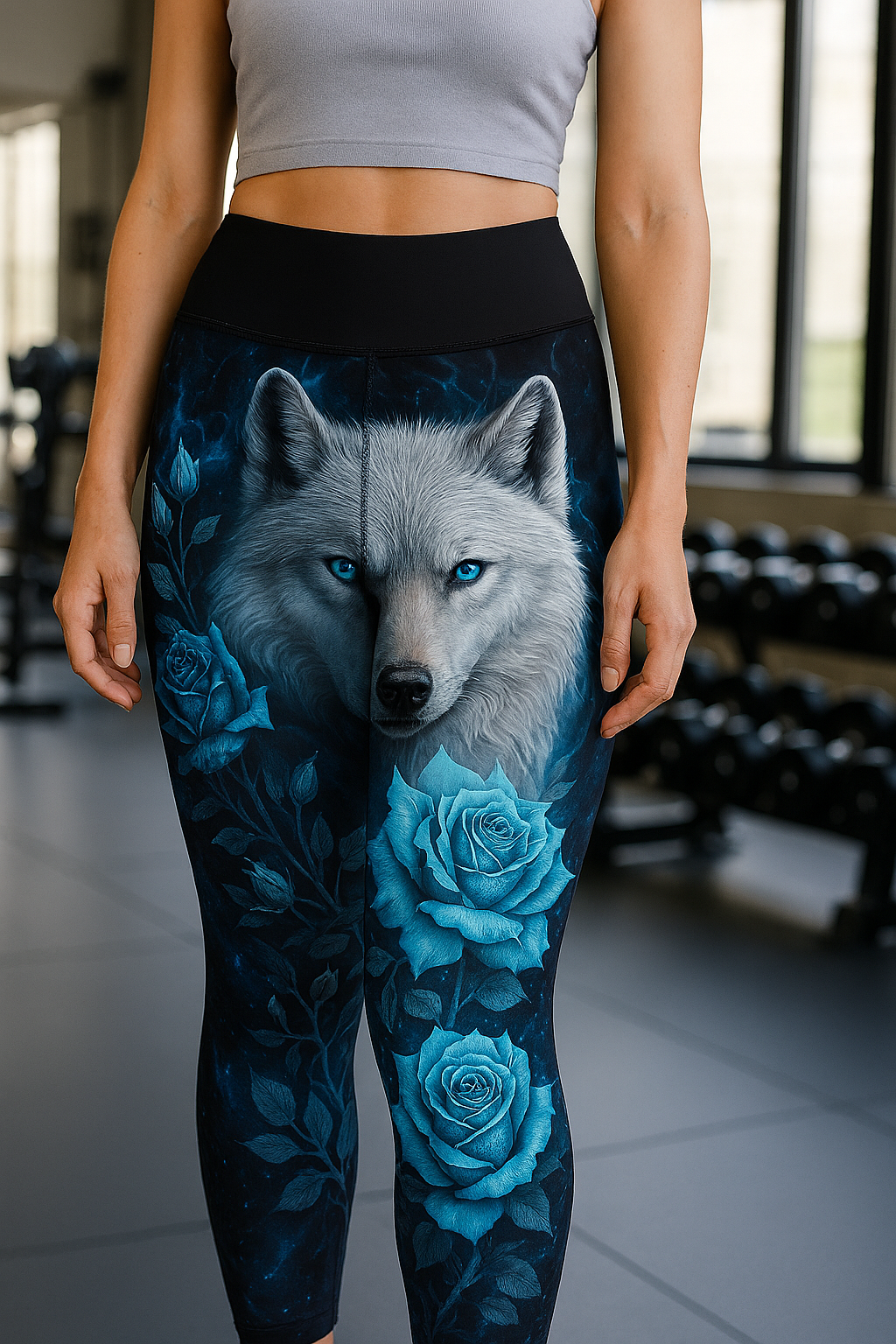 Unleash Your Wild Side: Printable Wolf Leggings for Women Electric