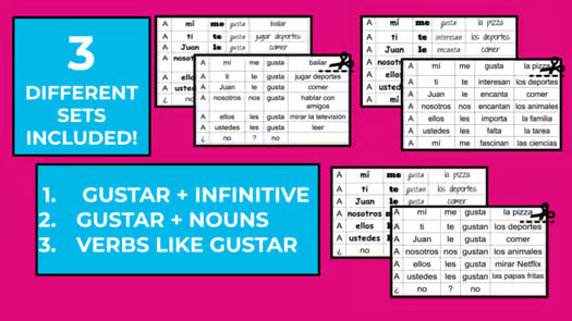 Spanish verbs like gustar el verbo gustar printable centers activity
