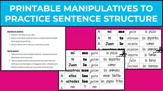 Spanish verbs like gustar el verbo gustar printable centers activity