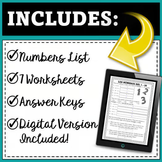Spanish Numbers Worksheets | Los Números 1-100 Printable and Digital