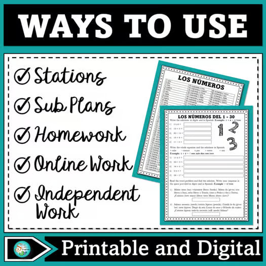Spanish Numbers Worksheets | Los Números 1-100 Printable and Digital