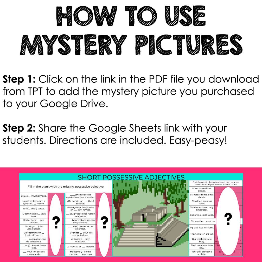 Regular Preterite Verbs Mystery Picture Spanish Pixel Art Digital Activity