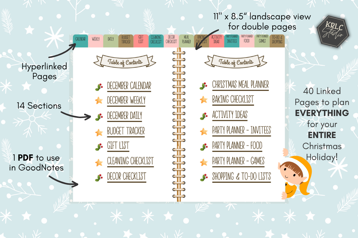Digital Christmas Holiday Planner - KRLC Studio