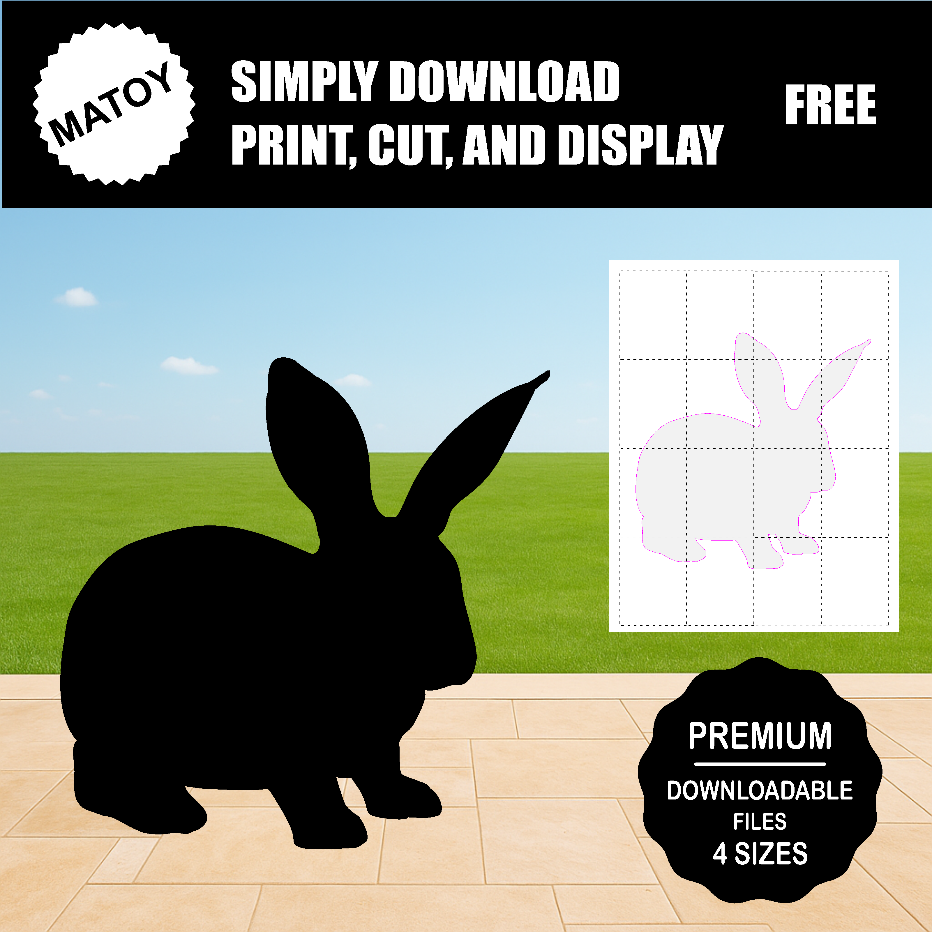 Free Rabbit Yard Art Pattern | Trace & Cut Silhouette Stencil | Outdoor ...