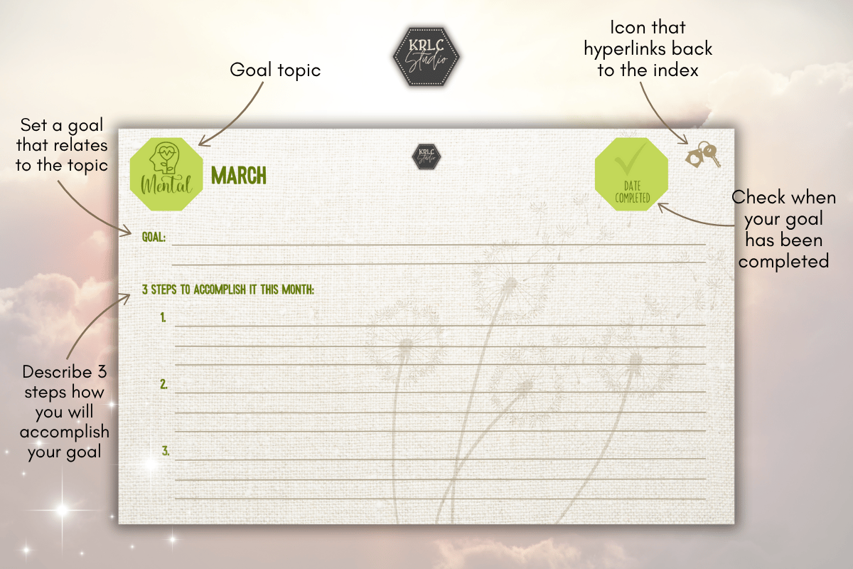 Digital Monthly Goal Journal - KRLC Studio