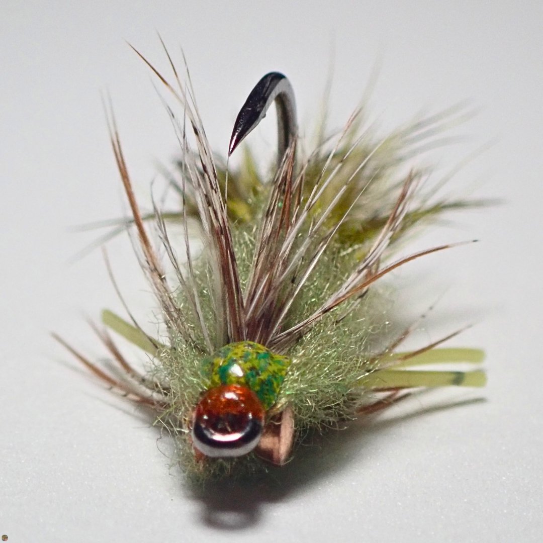 Close-up of the Mud Walker carp fly, designed for marsh carp fishing by The Fly Guy, Matt Campbell.