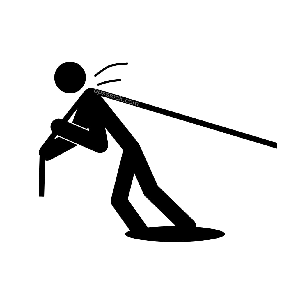 Stick Figure Pulling Rope