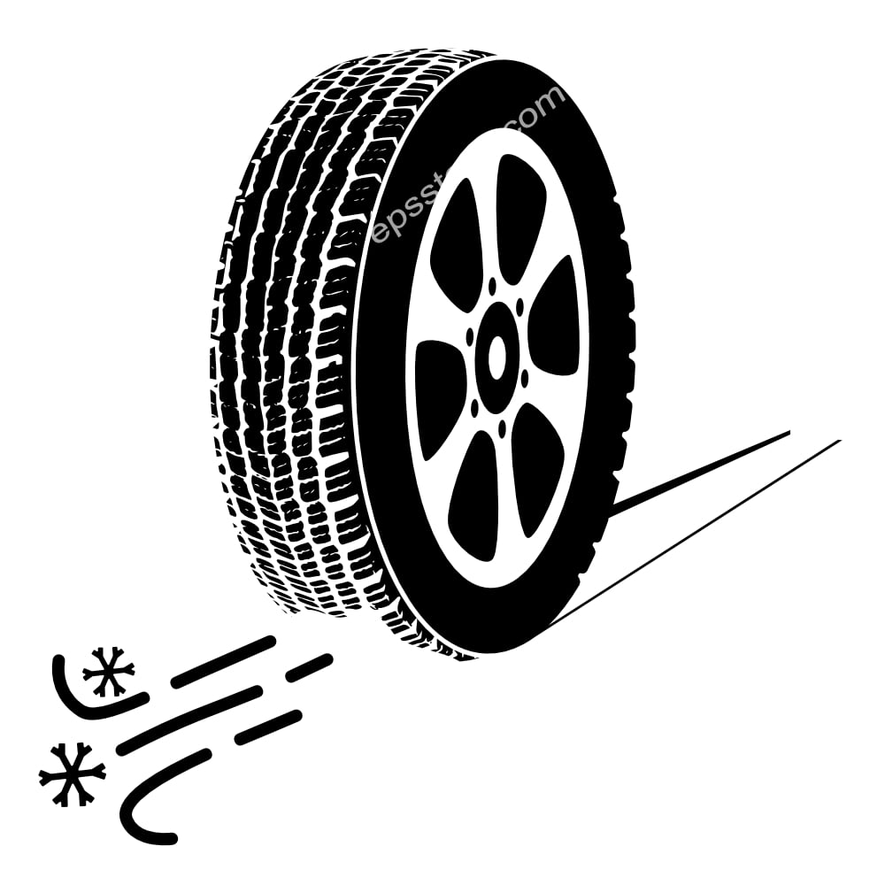 Car wheel on snow
