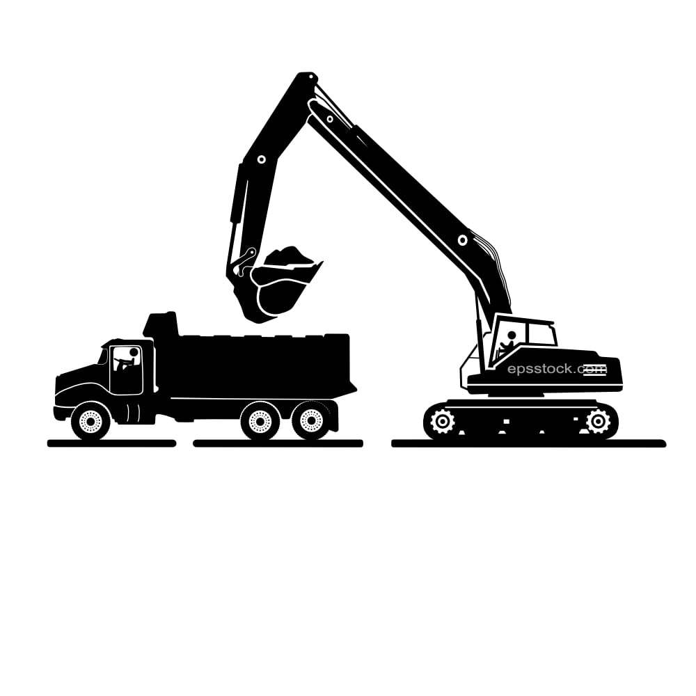 Excavator loading dump truck