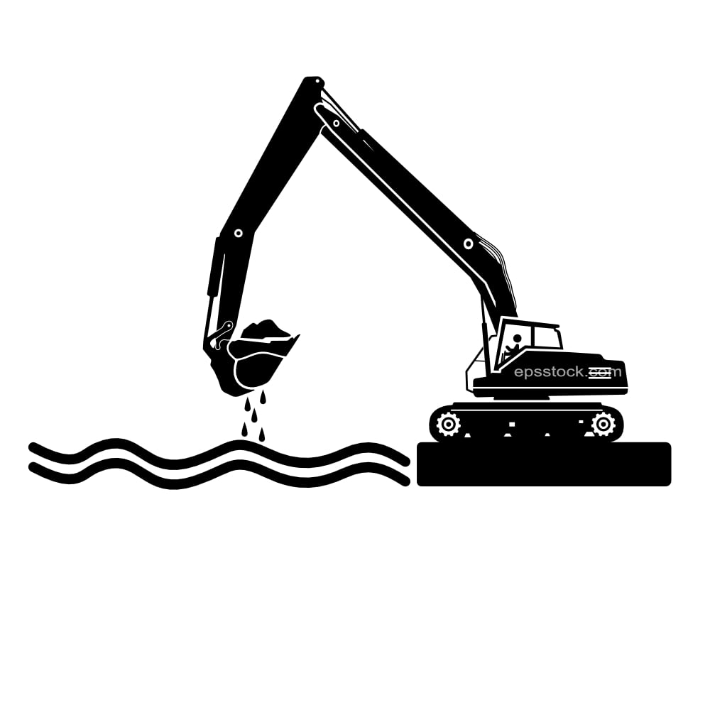 excavator working in water