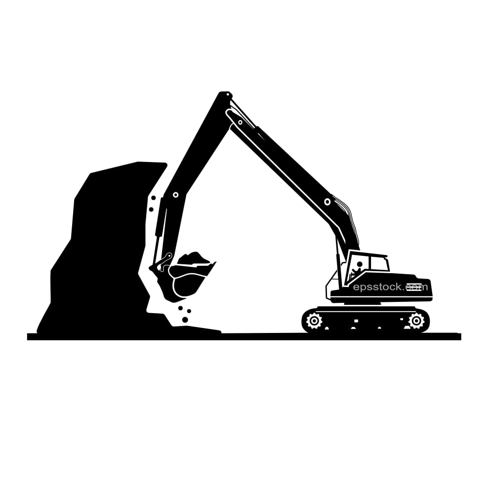 excavator destroying rock