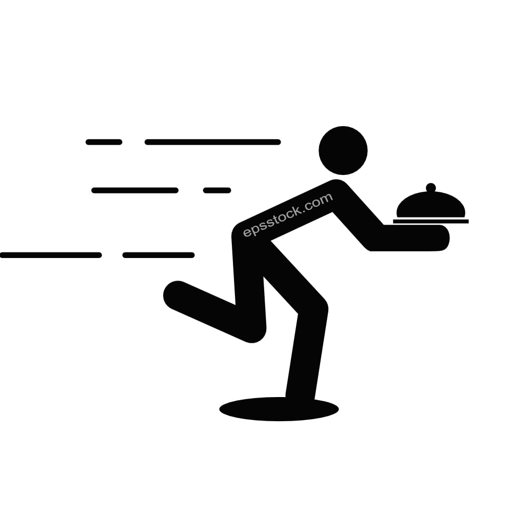 waiter running with tray