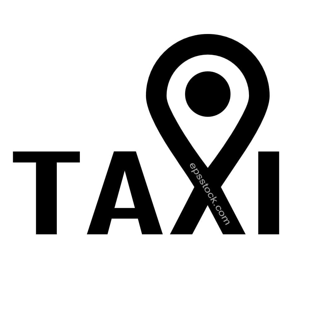 Taxi lettering with location pin