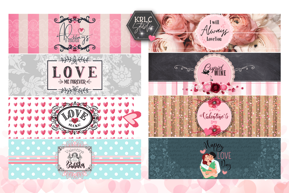 Valentine Bottle Labels PDF - KRLC Studio