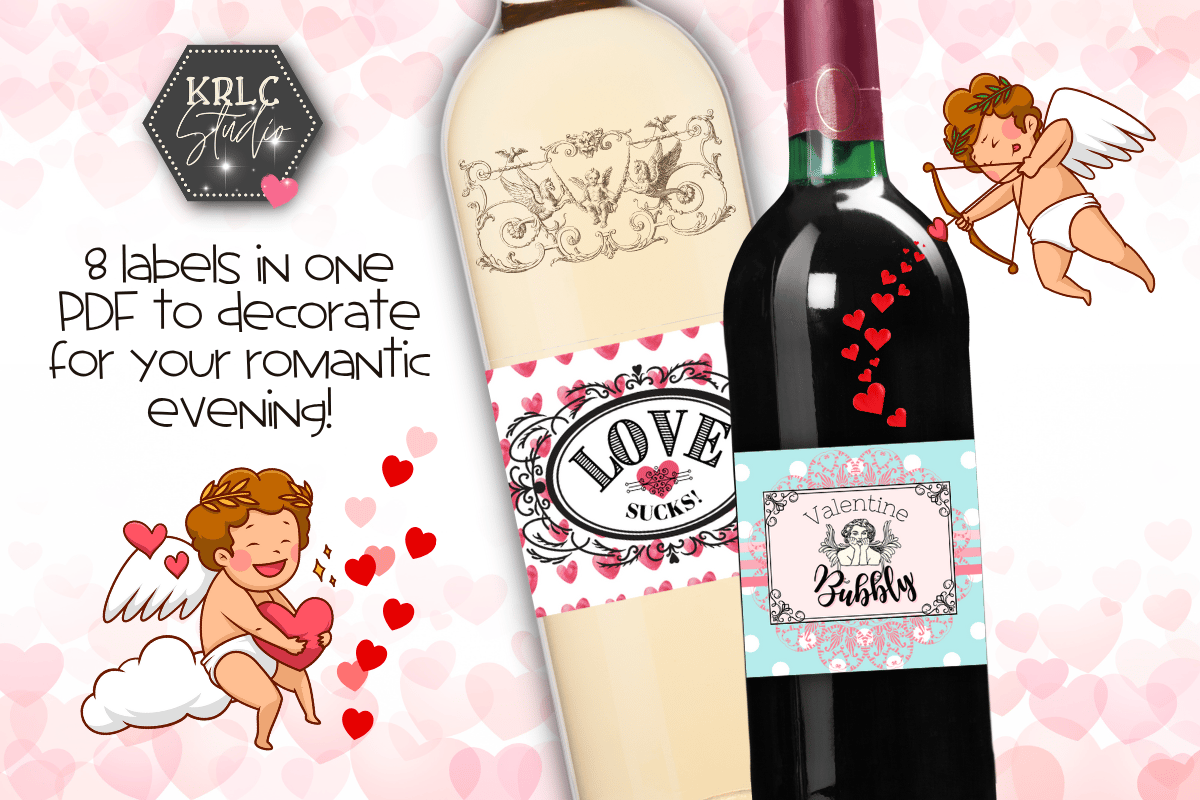 Valentine Bottle Labels PDF - KRLC Studio