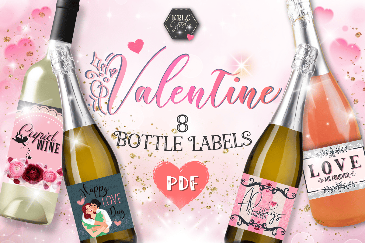 Valentine Bottle Labels PDF - KRLC Studio Cover
