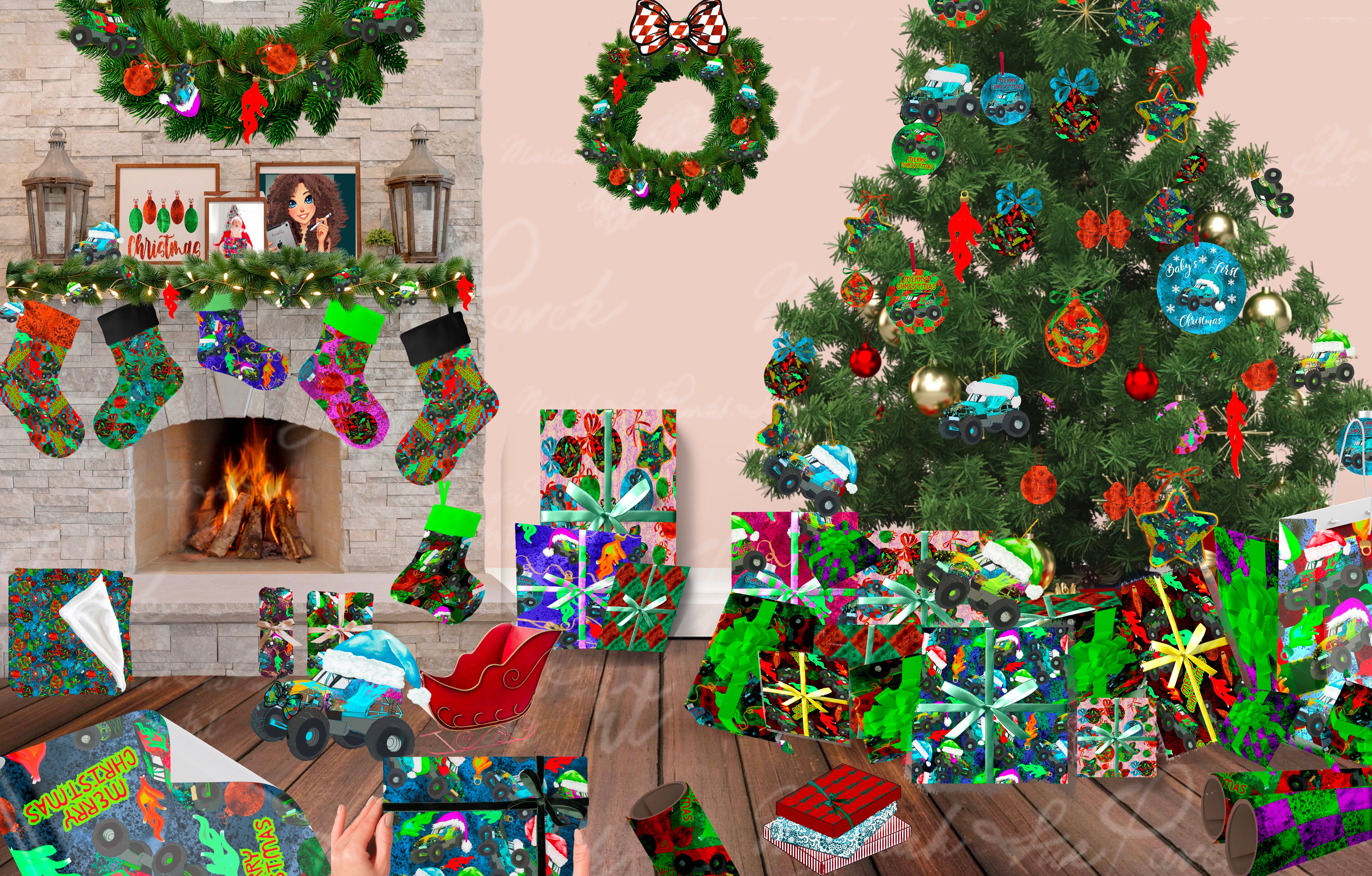 2014387 MSP ART - Monster Truck Christmas - Payhip
