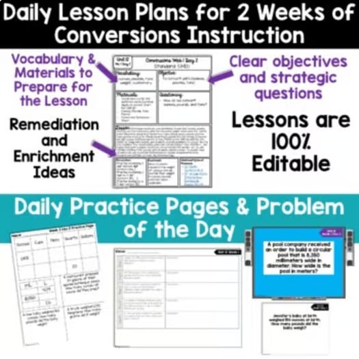 5th Grade Measurement Conversions - Activities Worksheets and Lessons 5.MD.1