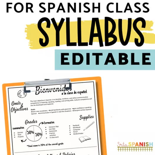 Back to School Spanish Syllabus High School & Middle School Syllabus Template