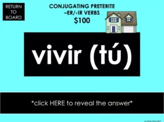 Spanish Regular Preterite Verbs Game Trivia Game Digital Spanish Review Game