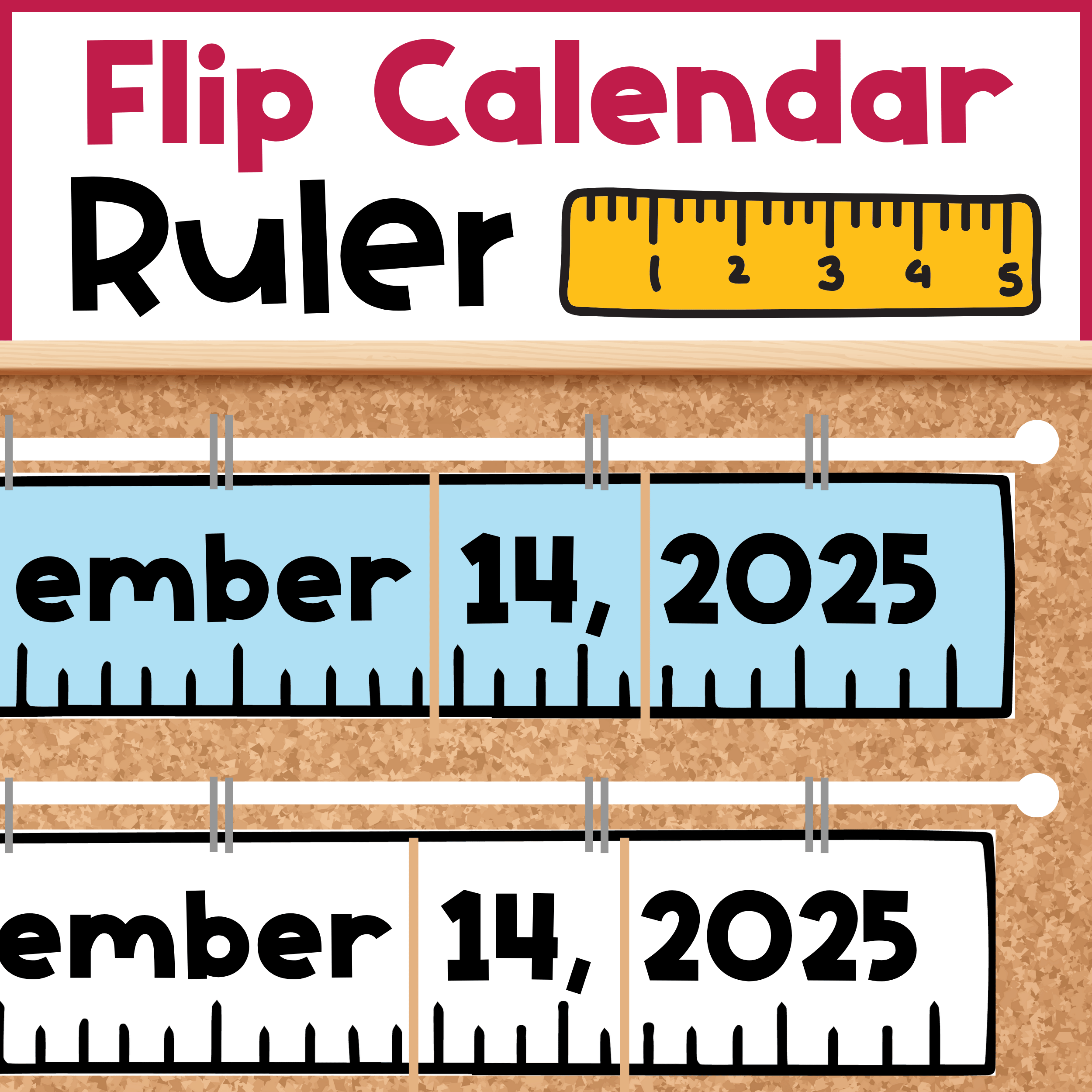 Editable Ruler Flip Calendar Daily Display 2026 Date Flip Cards - Payhip