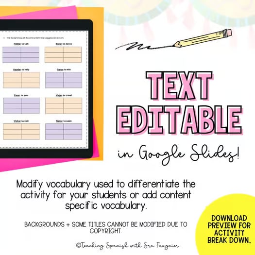 Editable Spanish Preterite Tense Worksheets Digital Printable