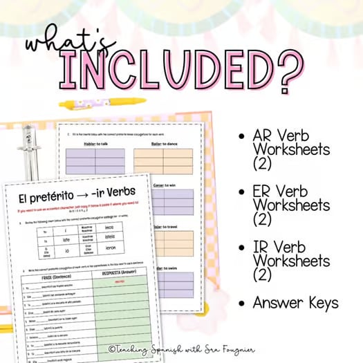 Editable Spanish Preterite Tense Worksheets Digital Printable