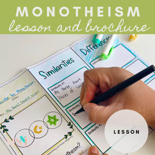 Monotheism Lesson and Brochure Activity | Christianity Judaism and Islam