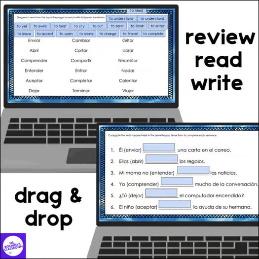 Preterite Past Tense Regular Verbs Conjugation Practice for Spanish 1 or 2