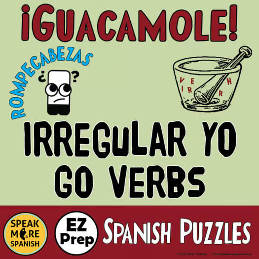 Spanish Puzzles Irregular Spanish YO GO Verbs | Spanish worksheets Irregular YO