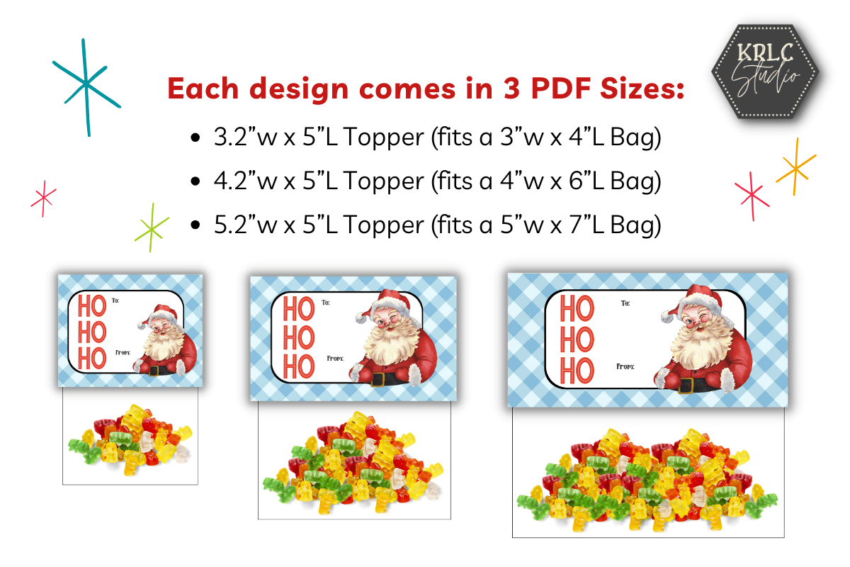 Christmas Candy Bag Toppers - PACK 1 - KRLC Studio